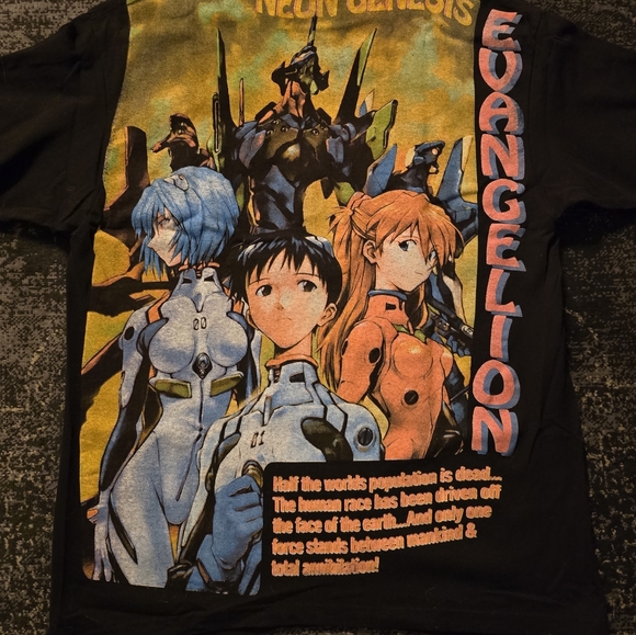 🔥🔥Neon Genesis Evangelion Graphic Tee - Black and Multicolor BSC TEE - Picture 5 of 9